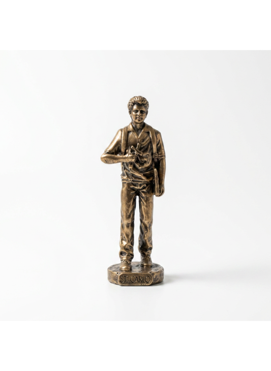 Saint Carlo Acutis - 3.5" Bronze Finish Resin Statue - Old Model (V1419)