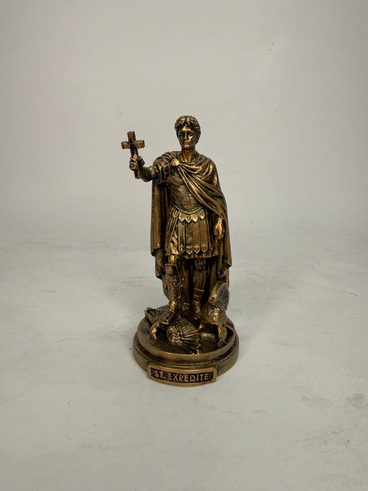 Saint Expedite - 3.5" Bronze Finish Resin Statue (V1446)