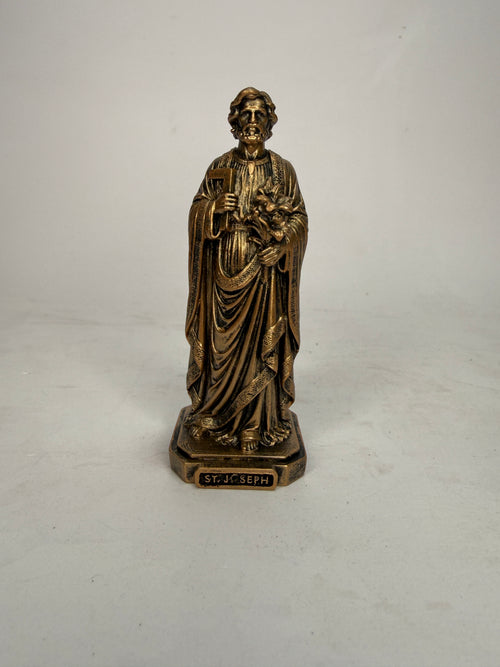 Working Saint Joseph Catholic statue – 3.5 inch bronze finish resin devotional figure